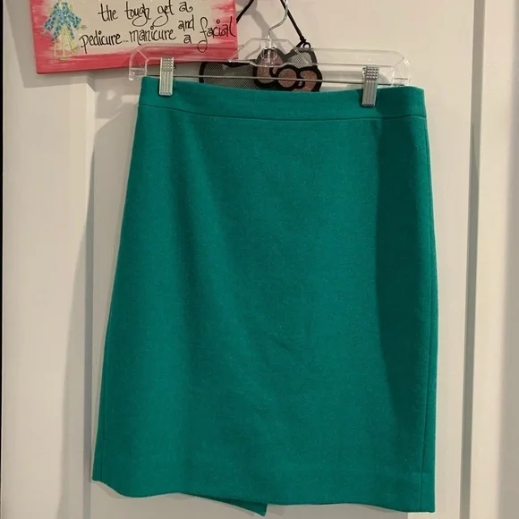 J Crew teal wool skirt size 2